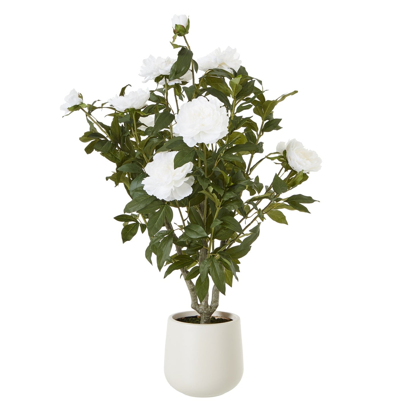 artificial peony plant in white pot