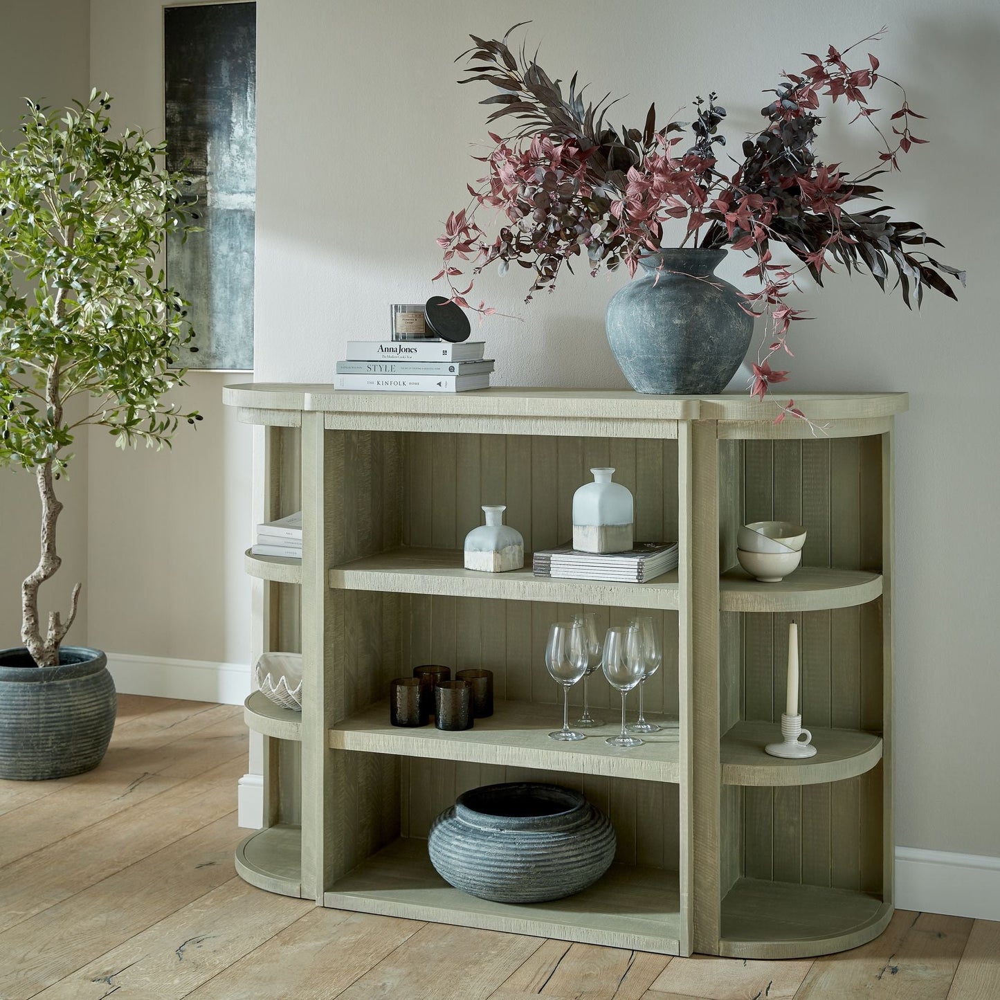 dresser top being used as console table