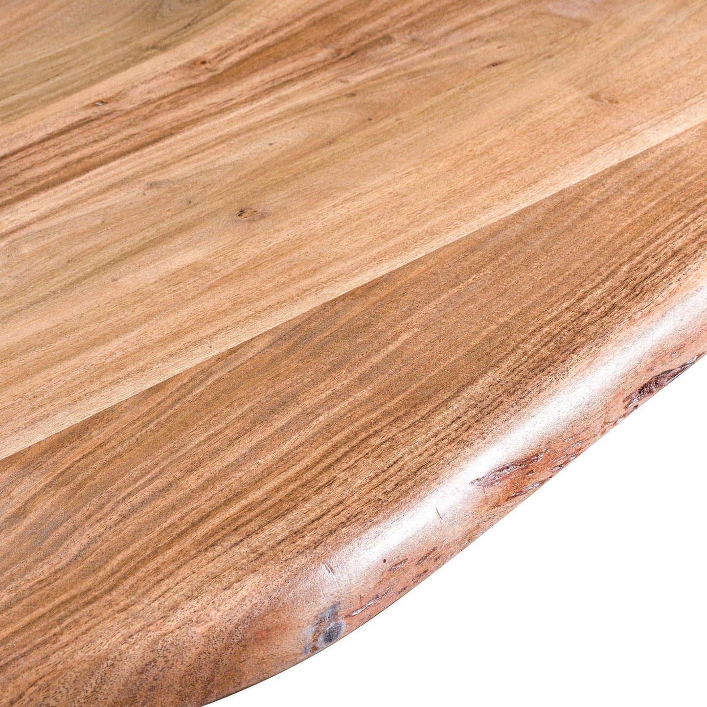close up of wood grain on live edge dining table