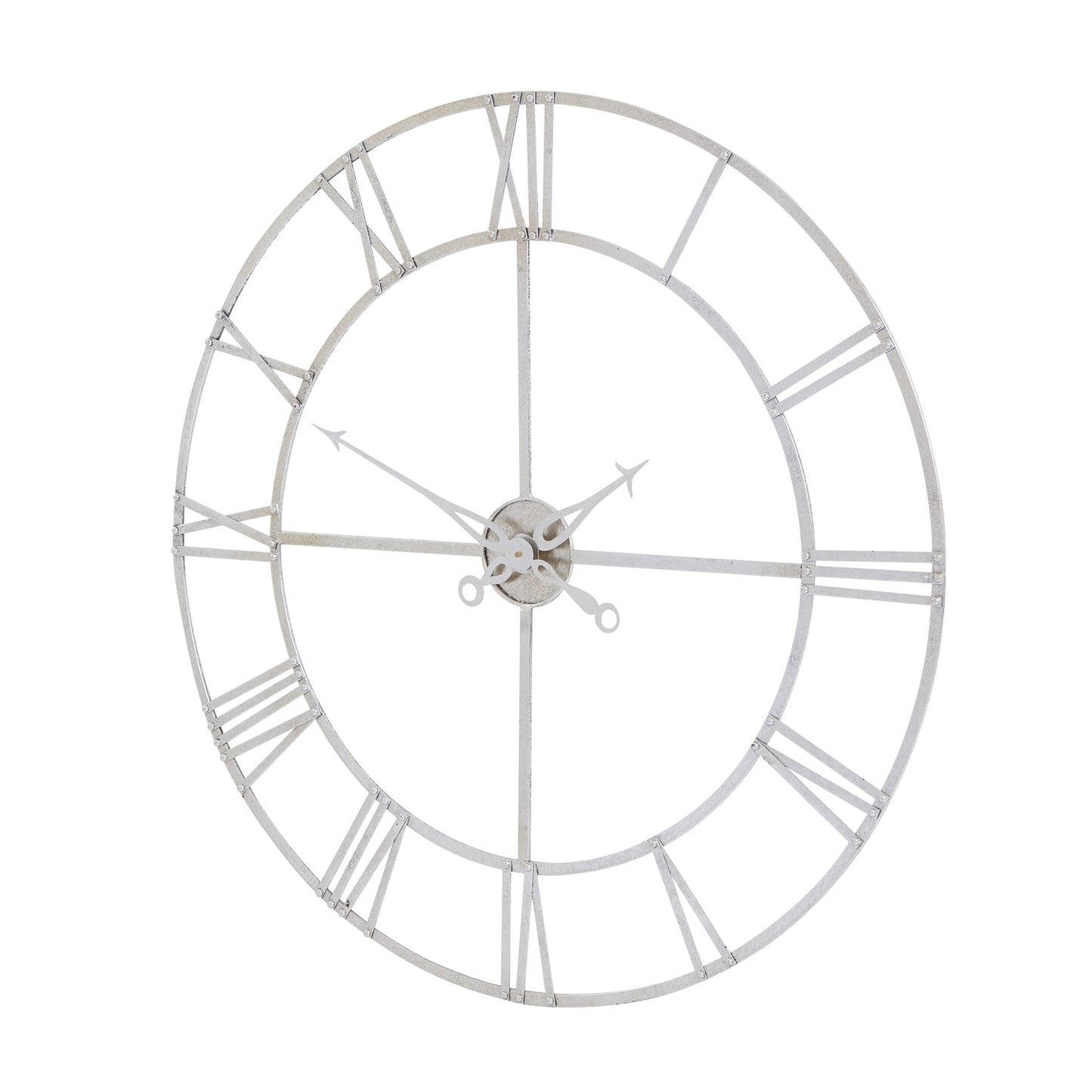 Angled front view of Silver Skeleton Clock