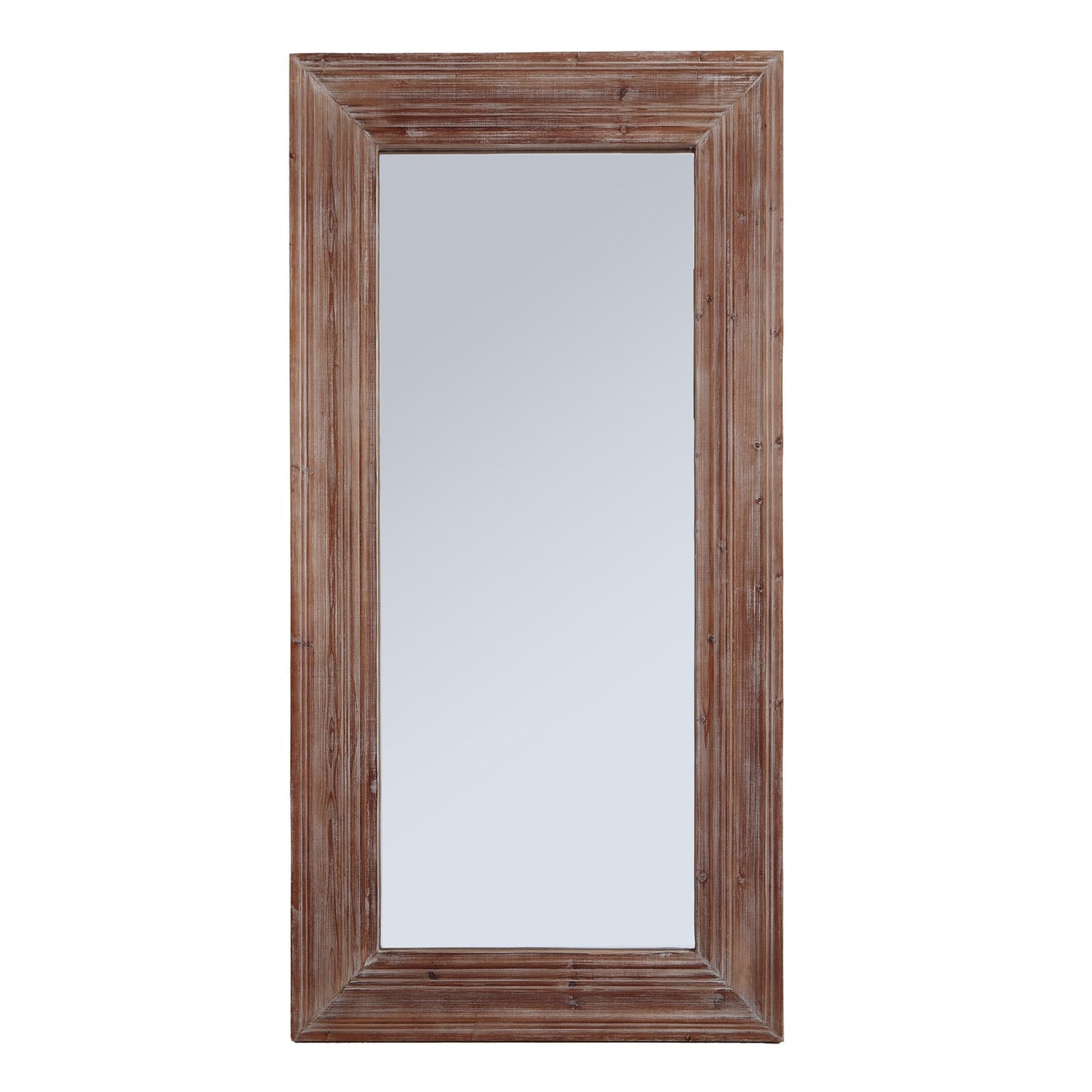 front view of washed wood large mirror