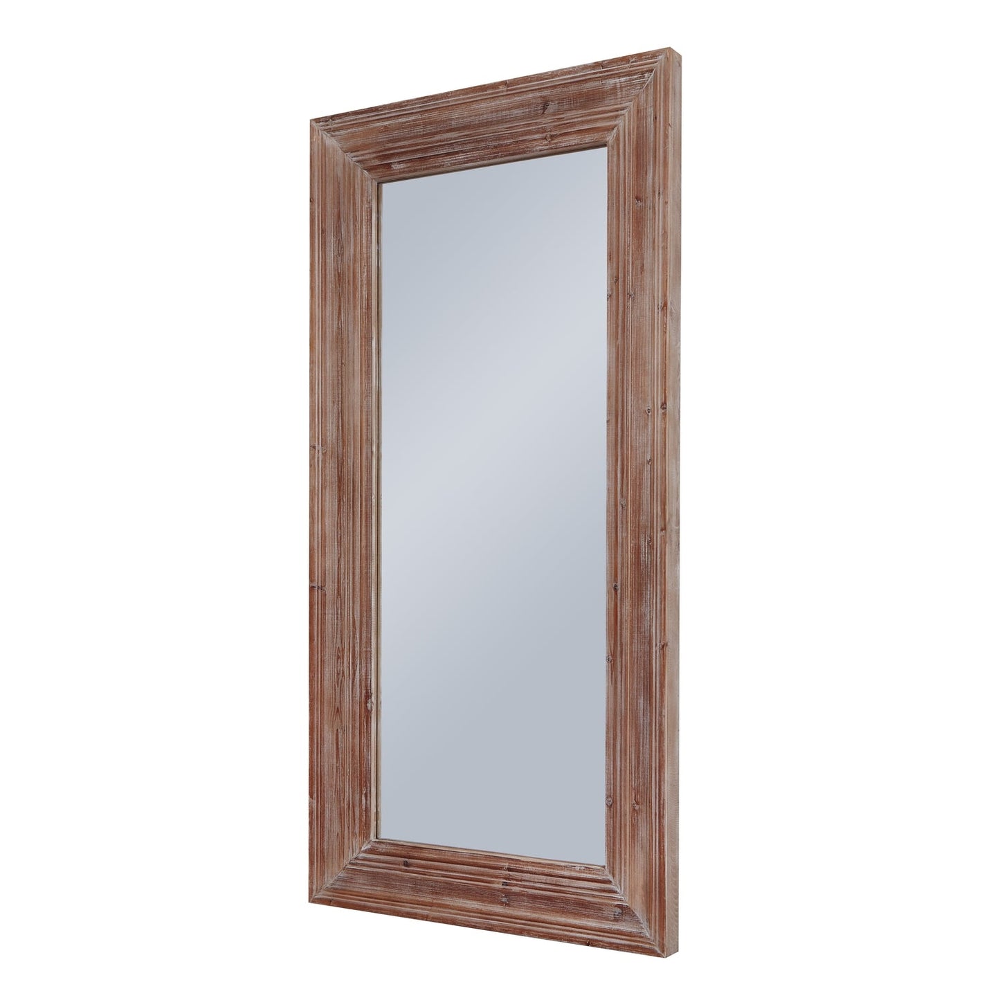 angled view of washed wood large mirror