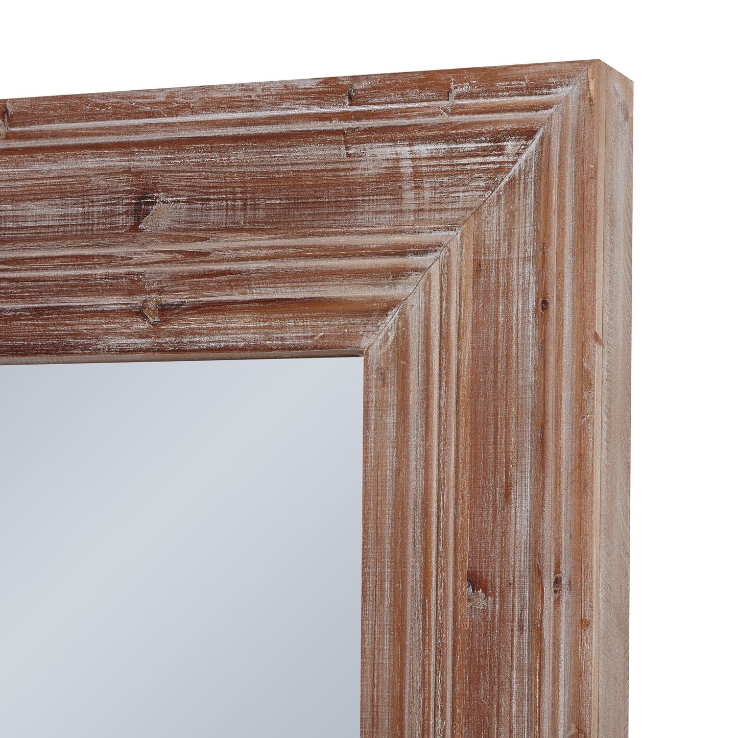 corner detail on washed wood large mirror
