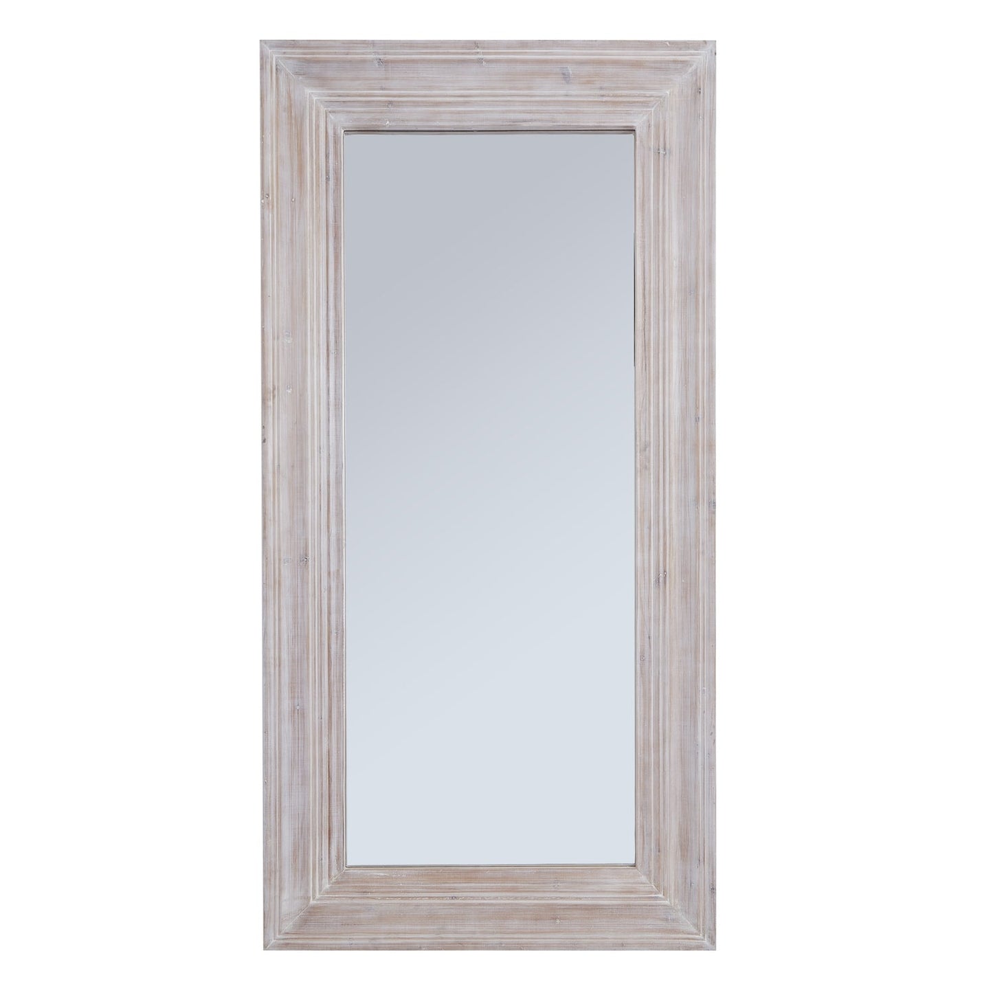 front view of whitewash large wooden mirror