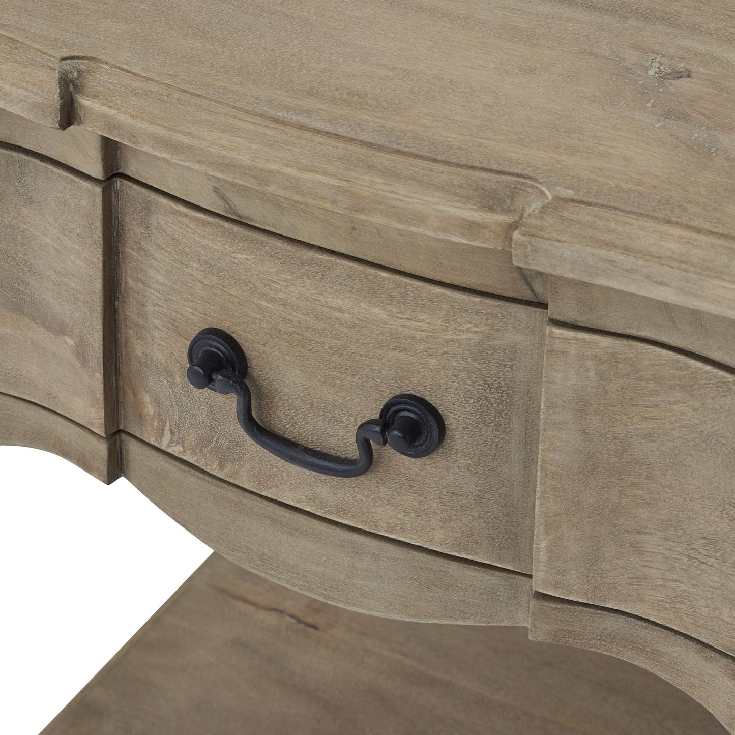 handle detail of wood side table