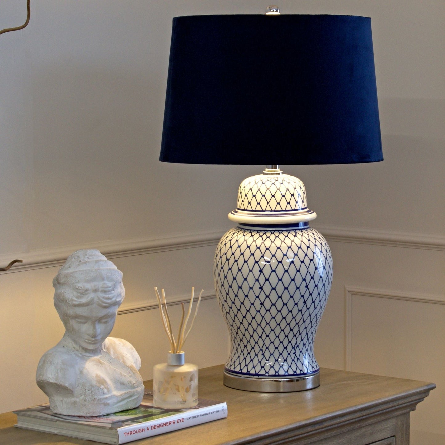 Bosworth White & Blue Table Lamp