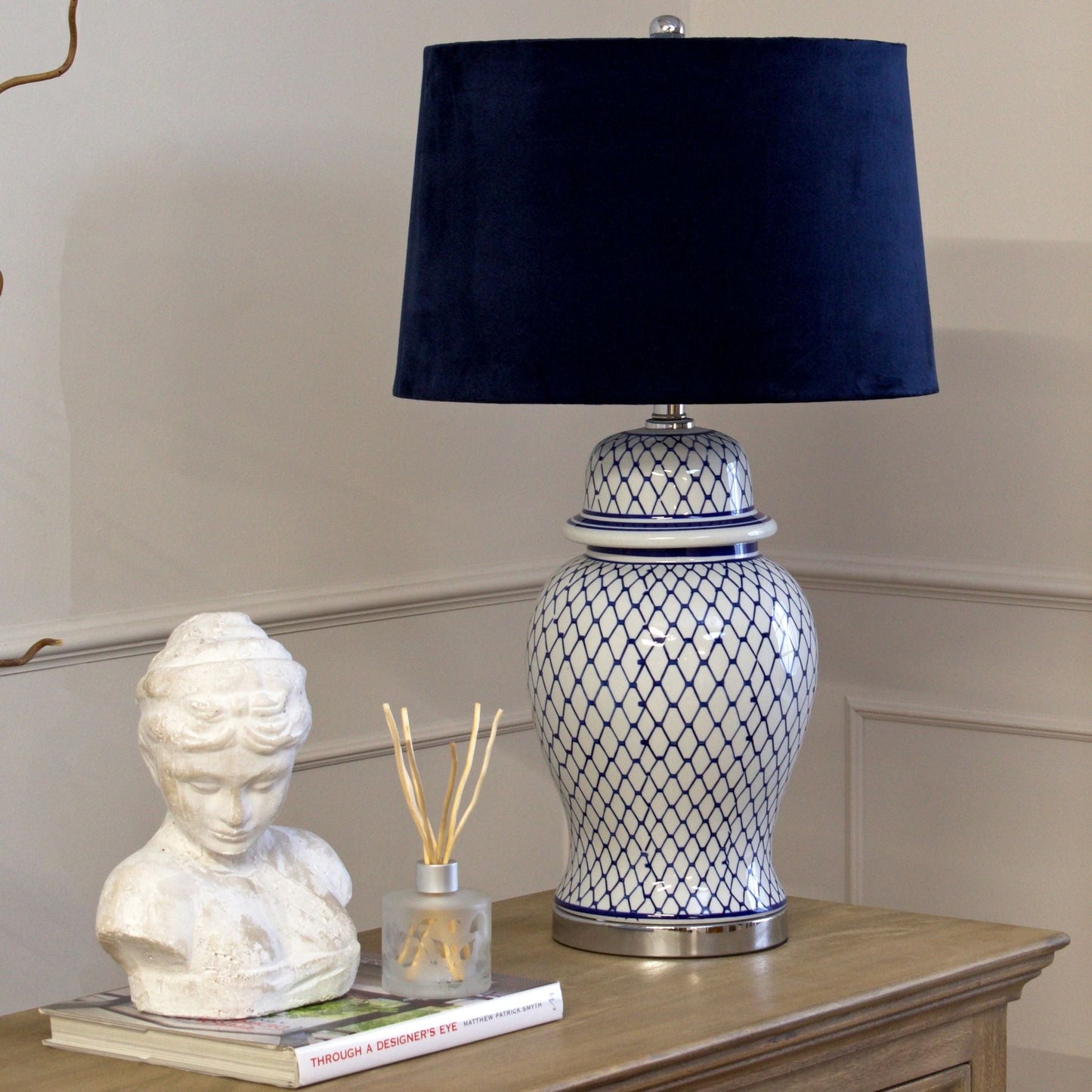 Bosworth White & Blue Table Lamp