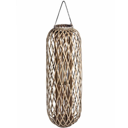 large floor standing natural wicker lantern