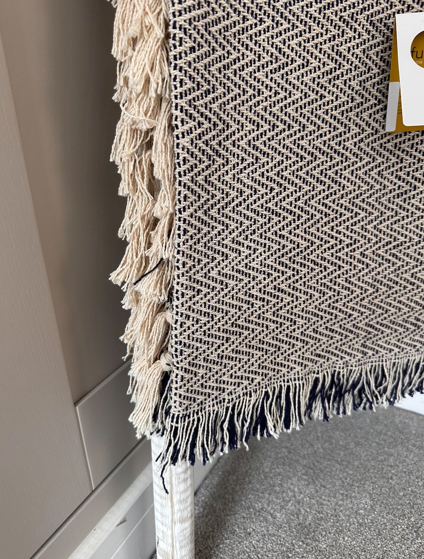 Navy & Cream 100% Cotton Throw