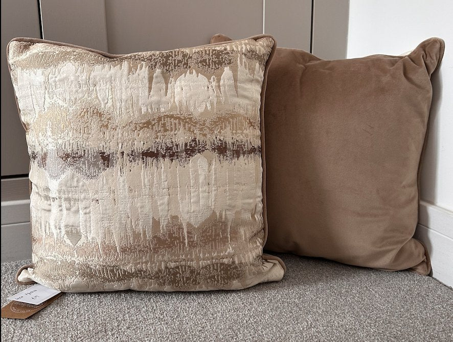 Pair of Inca Mocha Cushions by Evans Lichfield