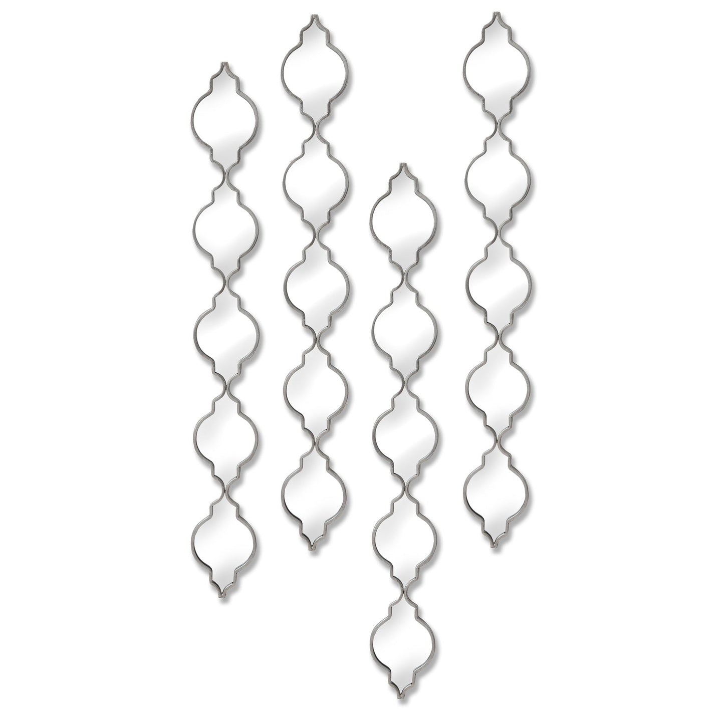display of four quarterfoil hanging mirrors
