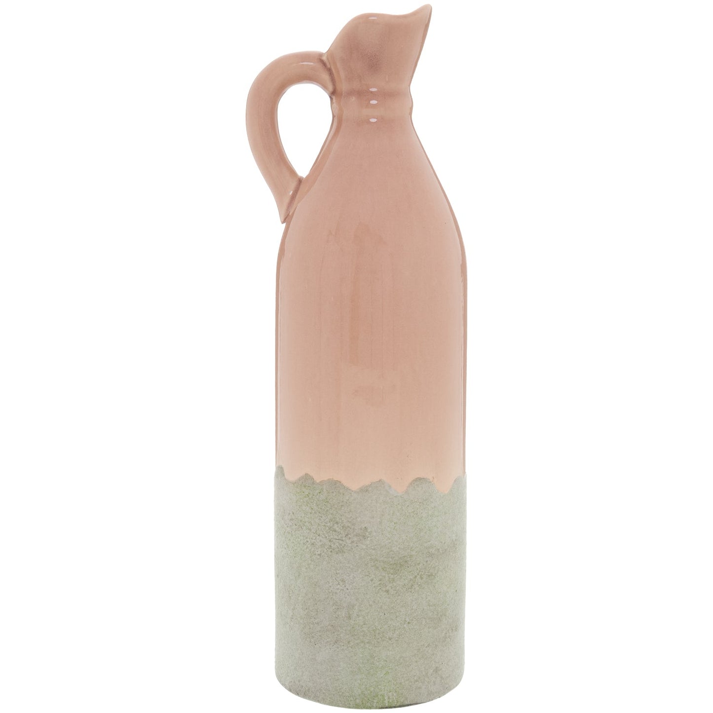 blush pink jug with glazed upper and stone base