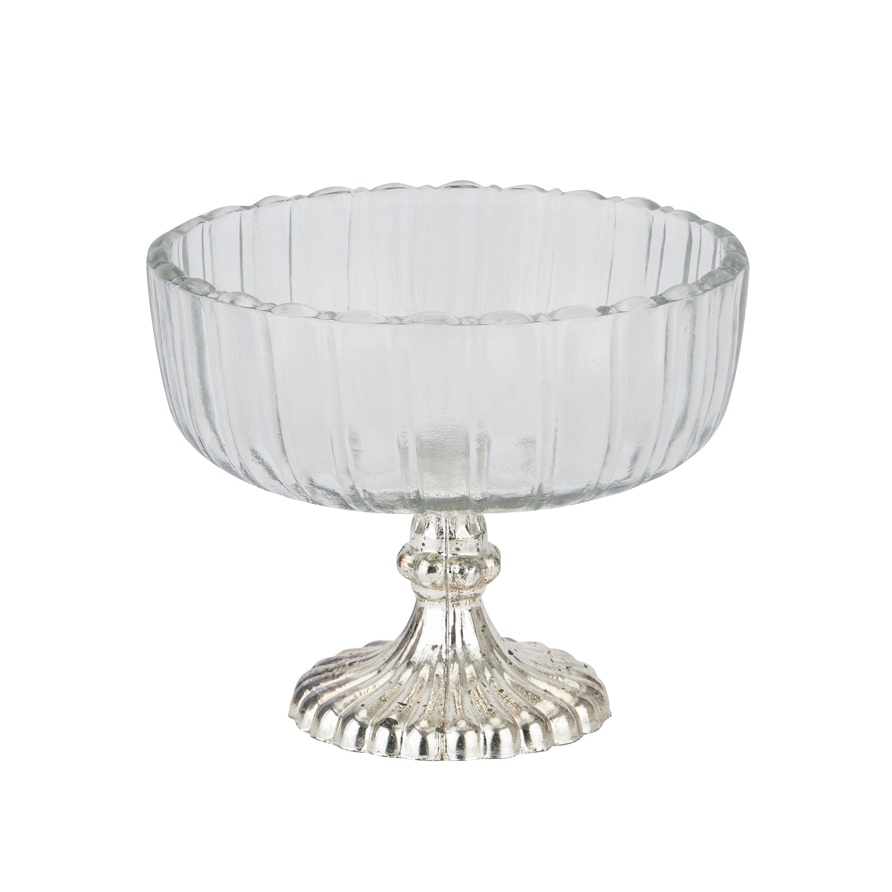 Small fluted glass display bowl