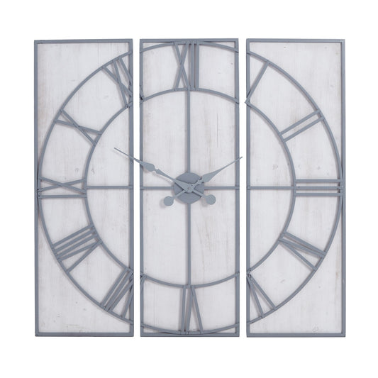 Large 3 panel wall clock