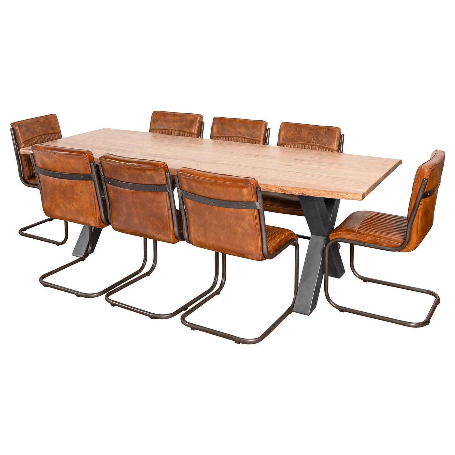 large live edge dining table with 8 chairs