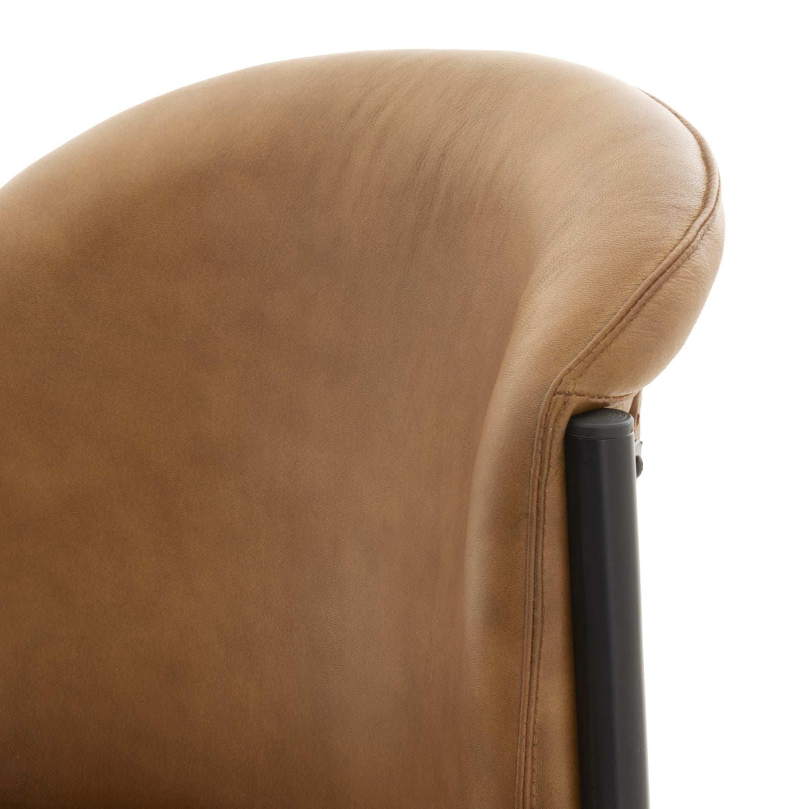 close up of back of real leather dining chair
