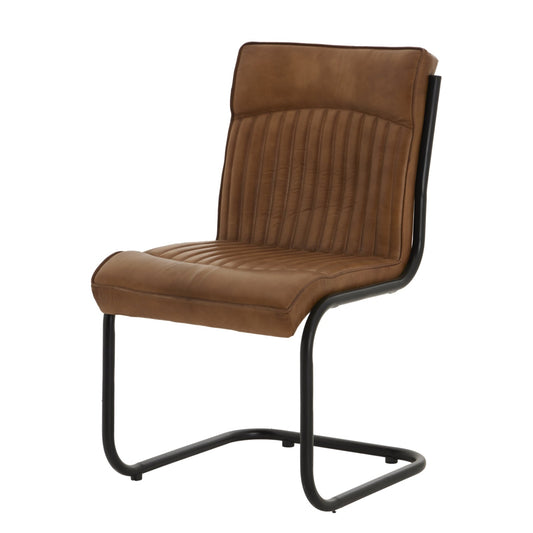 tan real leather dining chair