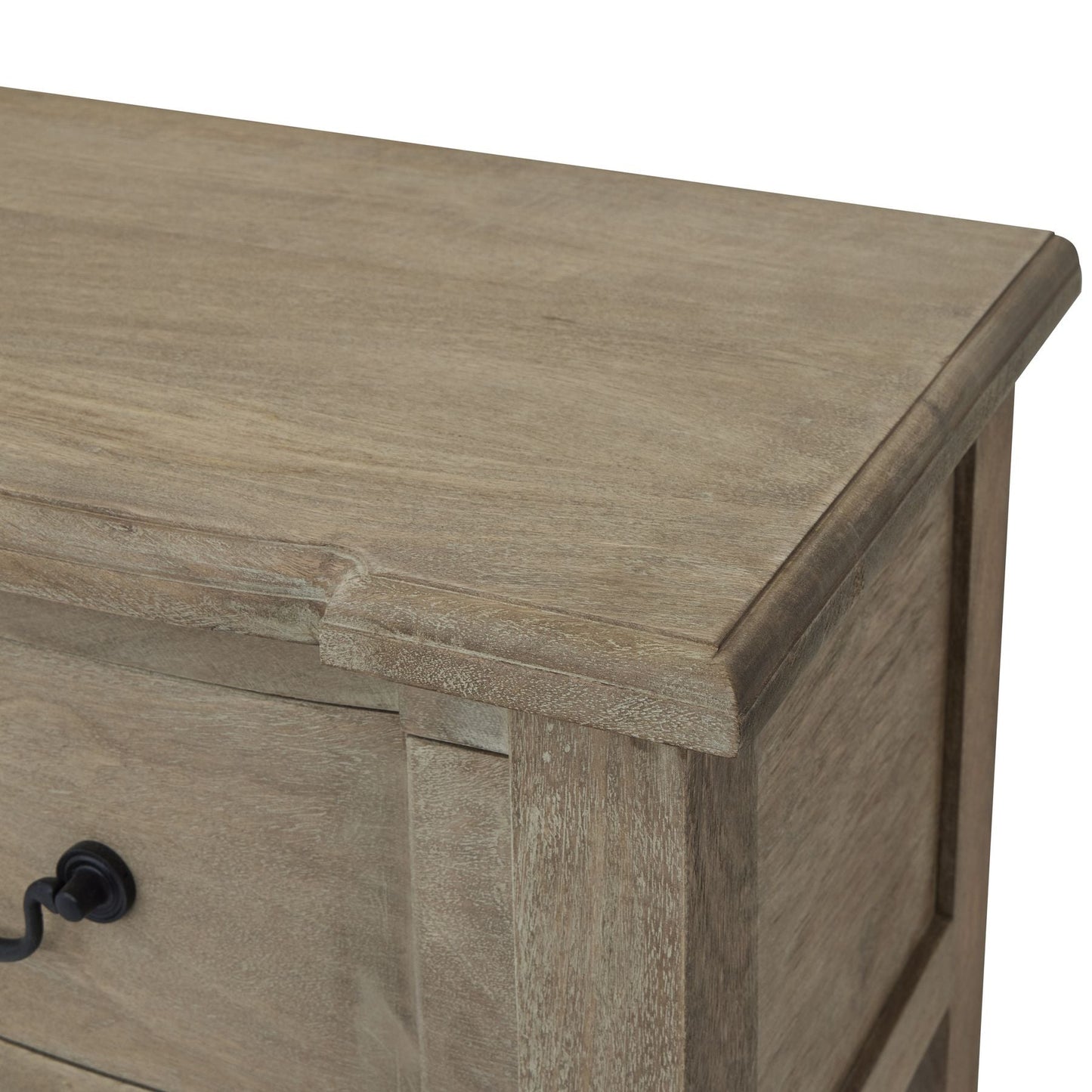 top detail of wood console table