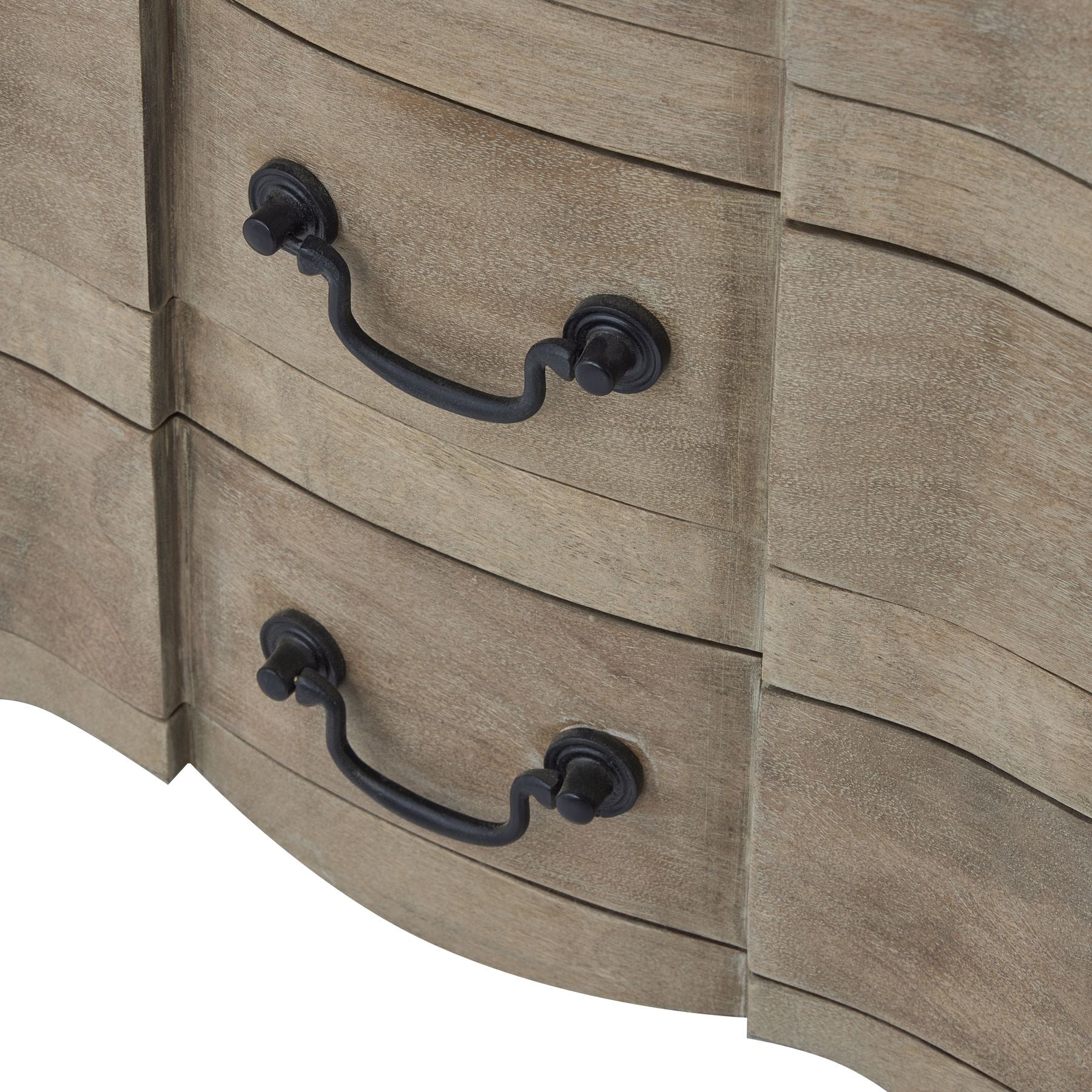 handle detail on wooden bedside table 3 drawers