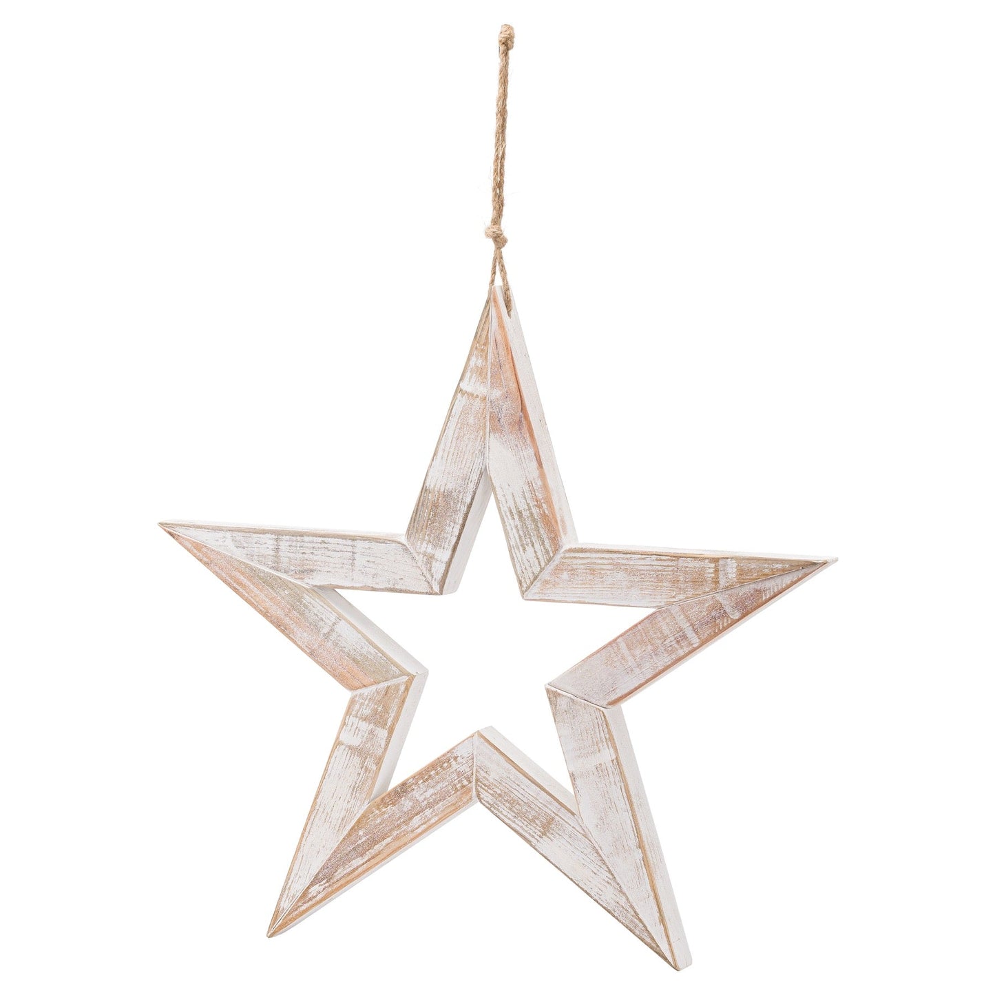 Antique White Wooden Sparkle Star - 2 Sizes Available