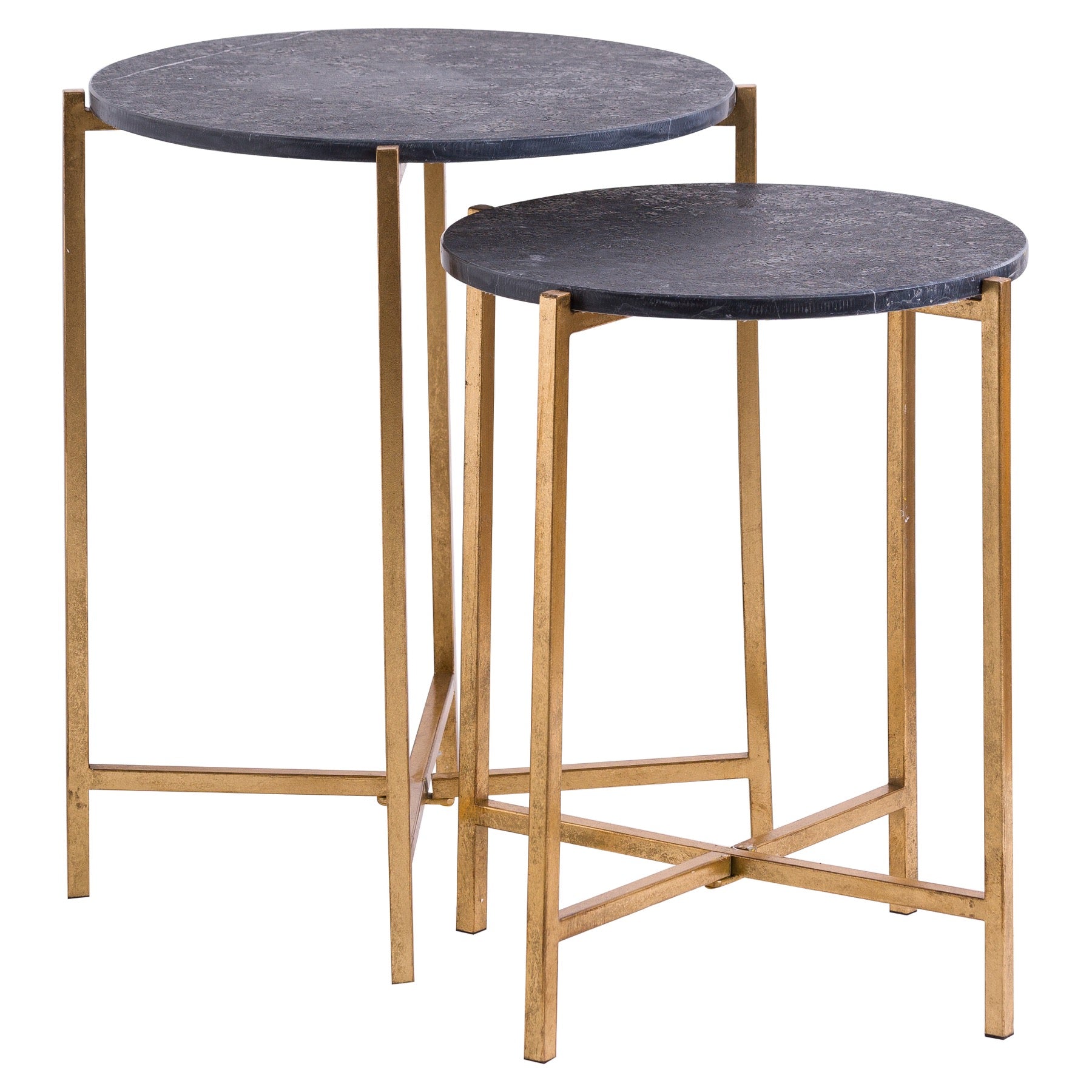 both large and small black and gold side tables