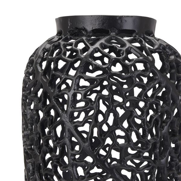 Black Cut Out Aluminium Hand Cast Vase