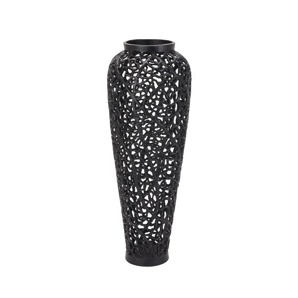 Black Cut Out Aluminium Hand Cast Vase