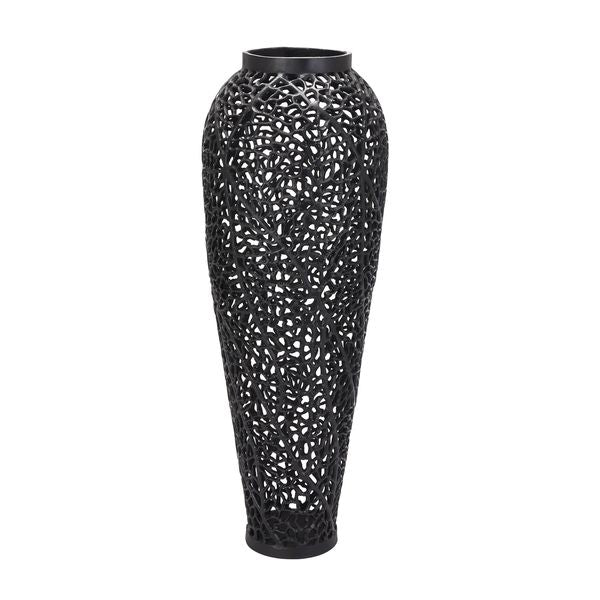 Black Cut Out Aluminium Hand Cast Vase