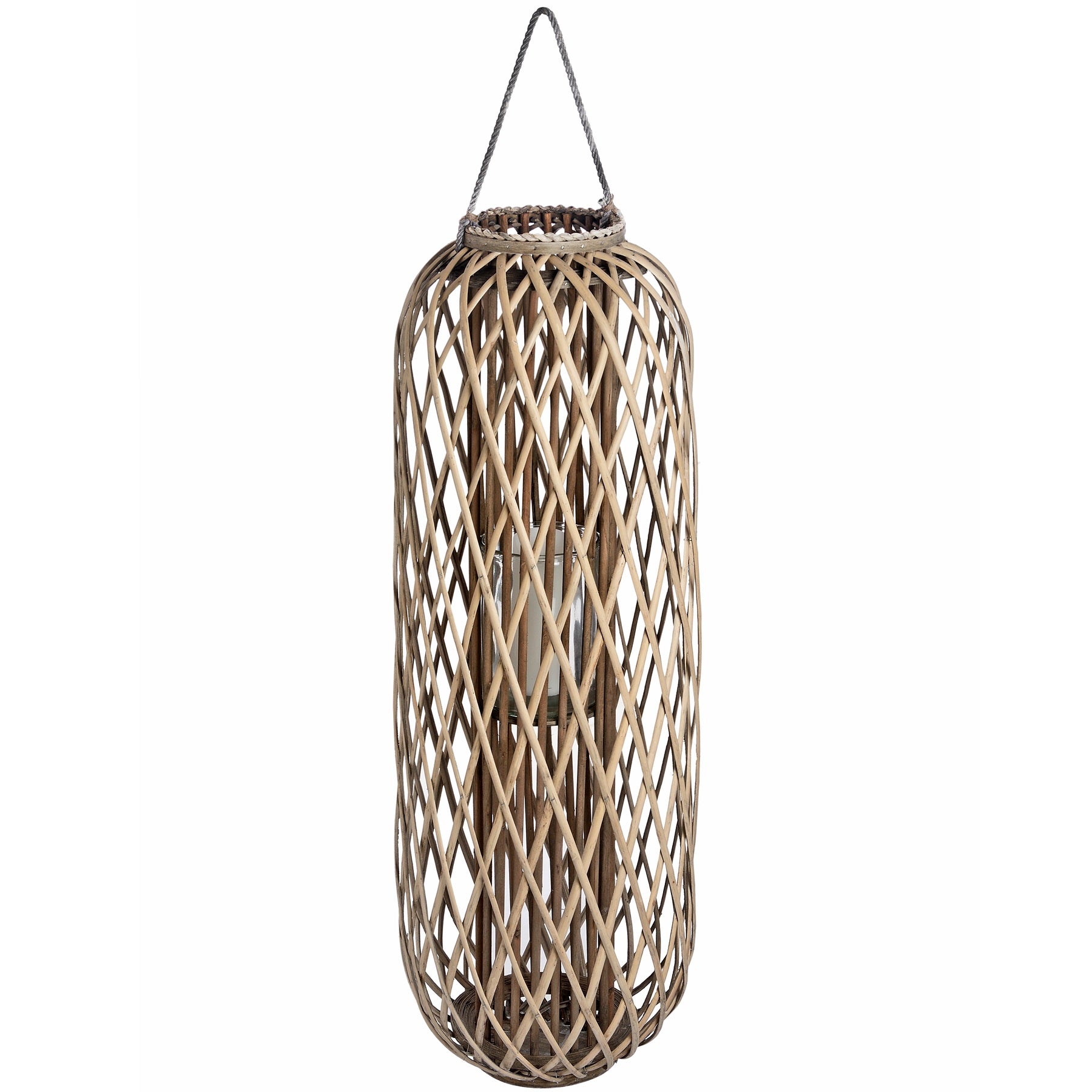 large floor standing natural wicker lantern