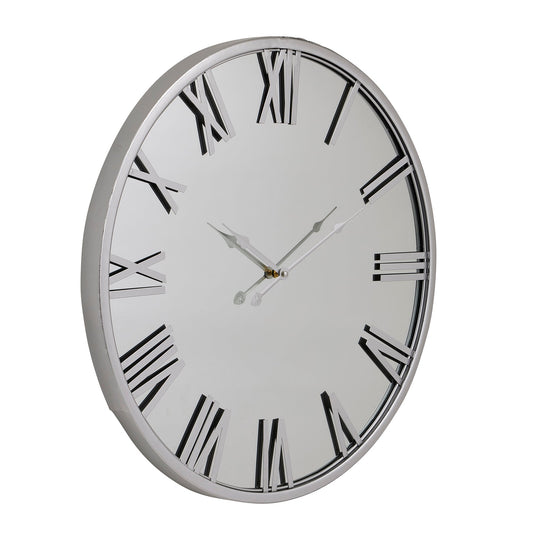 mirror wall clock with Roman numerals