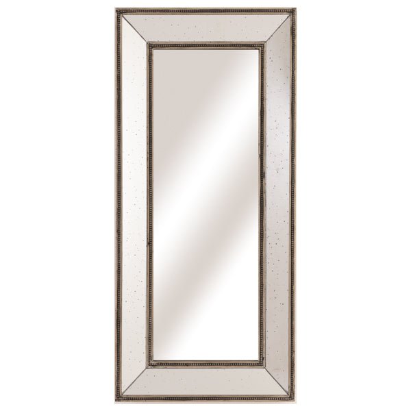 Moray full length wall mirror, with hand painted distressed edge and aged mirrored glass frame