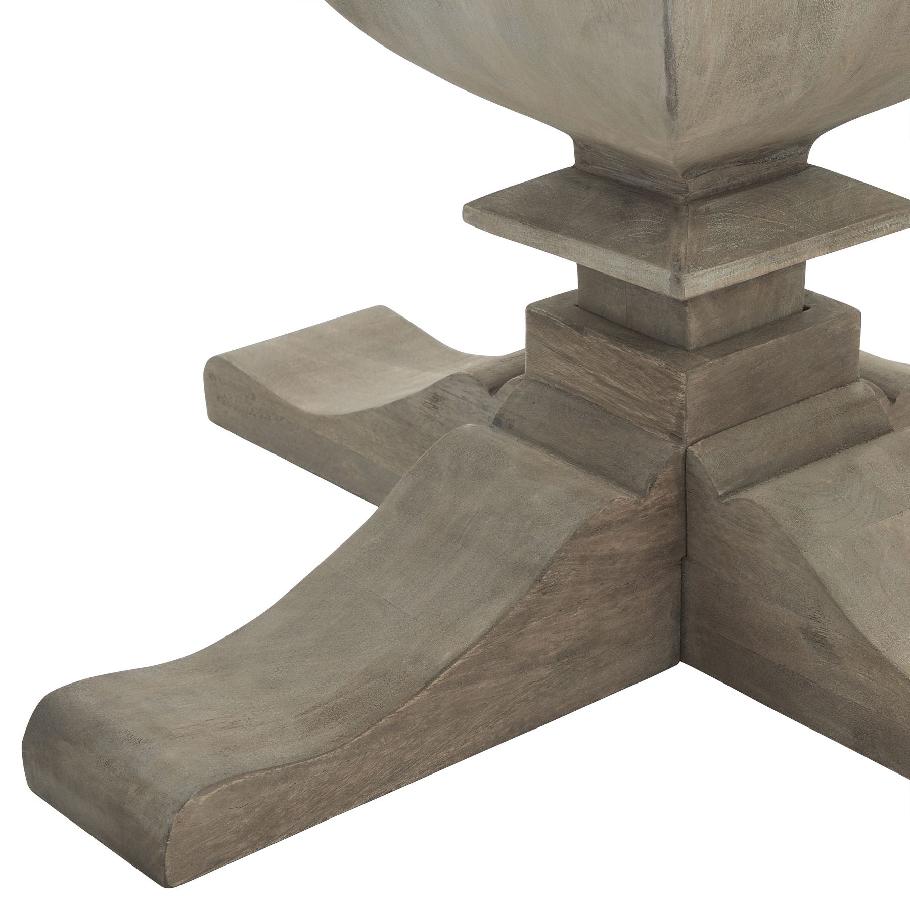 close up of the base on the round side table