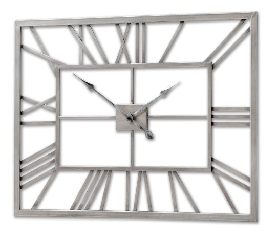 Silver Rectangular Skeleton Wall Clock.