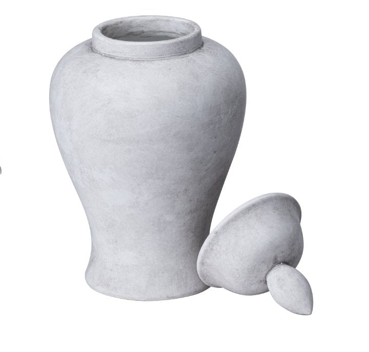Traditional shaped ginger jar, in stone. Lid off