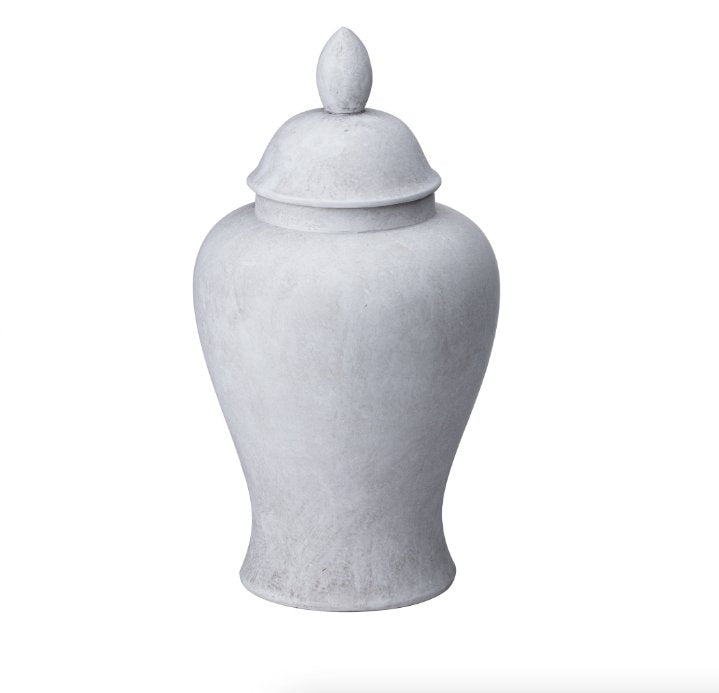 32cm Stone Ginger Jar, lid on