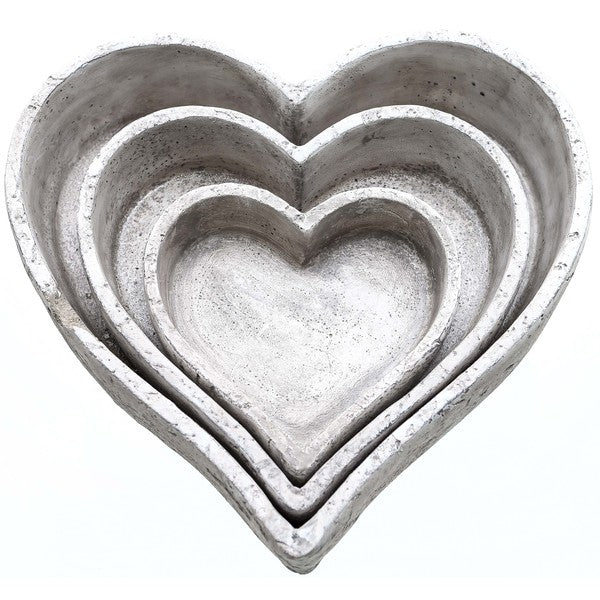 Stoneware Set of 3 Heart Trinket Dishes